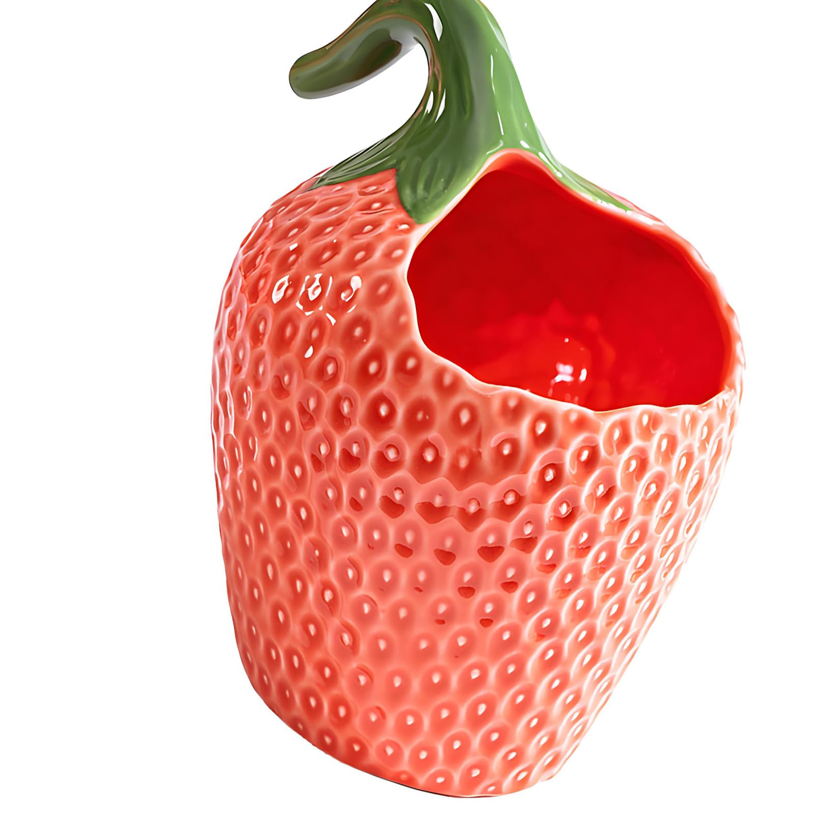 Contenedor de mantequilla con acento de de cerámica, textura de fruta elevada, forma de fresa brillante para estación de café, decoración de cocina de cerámica, contenedor de encimera de fresa,