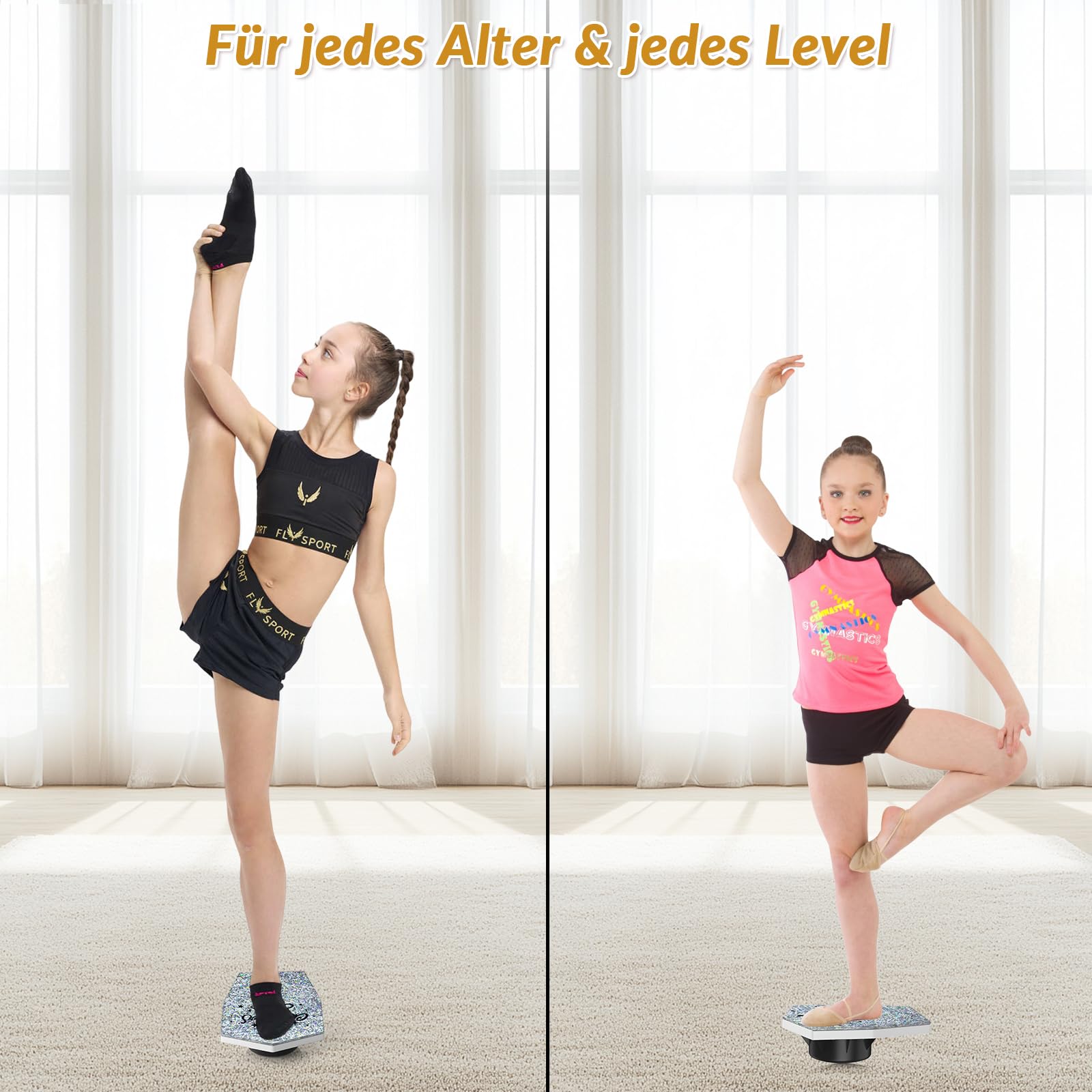 BORISI Cheerleading Stunt & Balance Trainer für Flyer, Grau | Flyer-Training, Niedrige Höhe, Rutschfeste Basis, Holz & Kunststoff, Griff, Core-Kontrolle, Bis 100 kg
