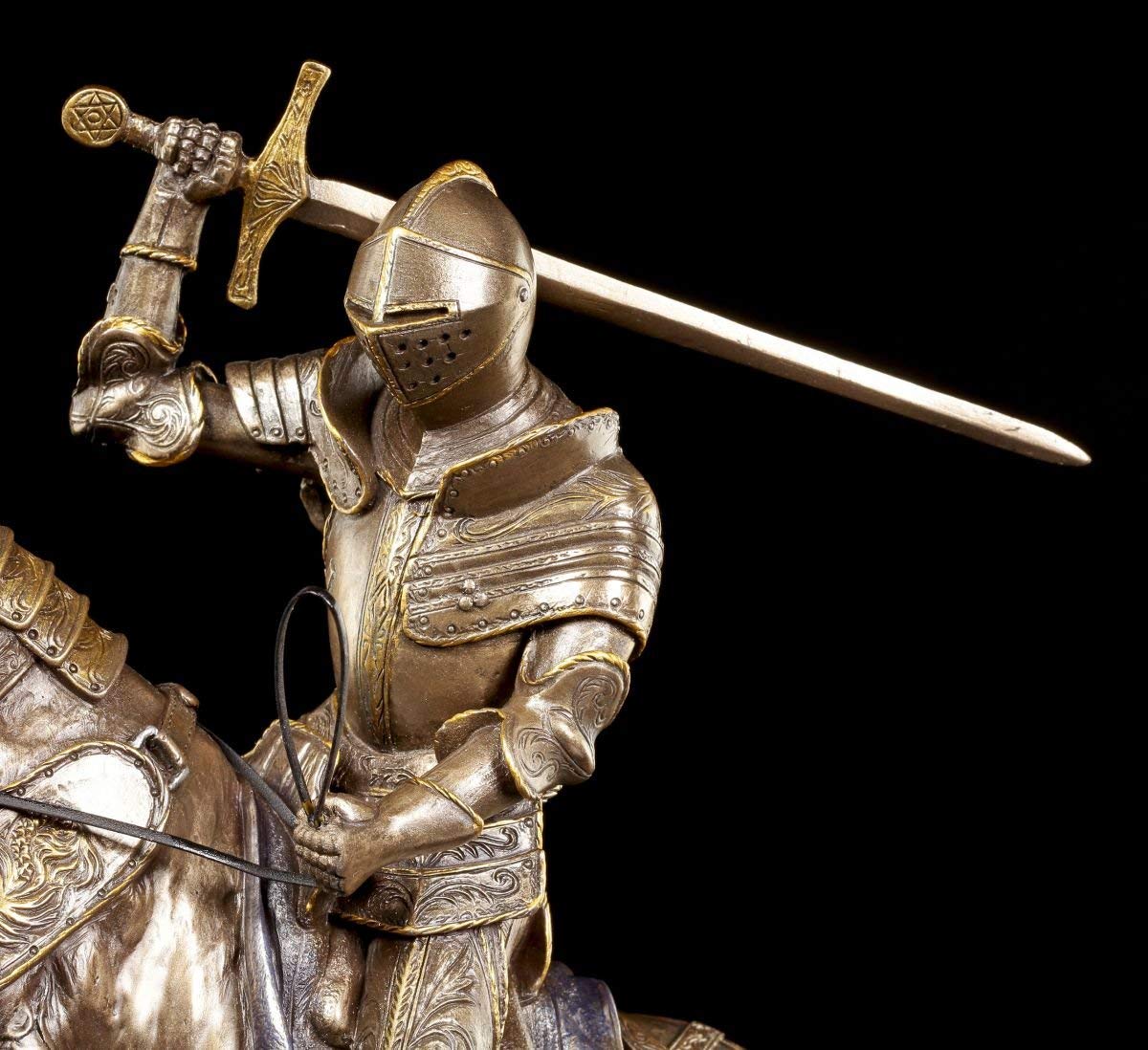 Veronese Ritter Figur mit Schwert im Sprung Ritterfigur Mittelalter Pferd Reiter