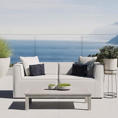 Modway EEI-4377-WHI Saybrook Patio Upholstered 2-Piece Sectional Sofa Loveseat in