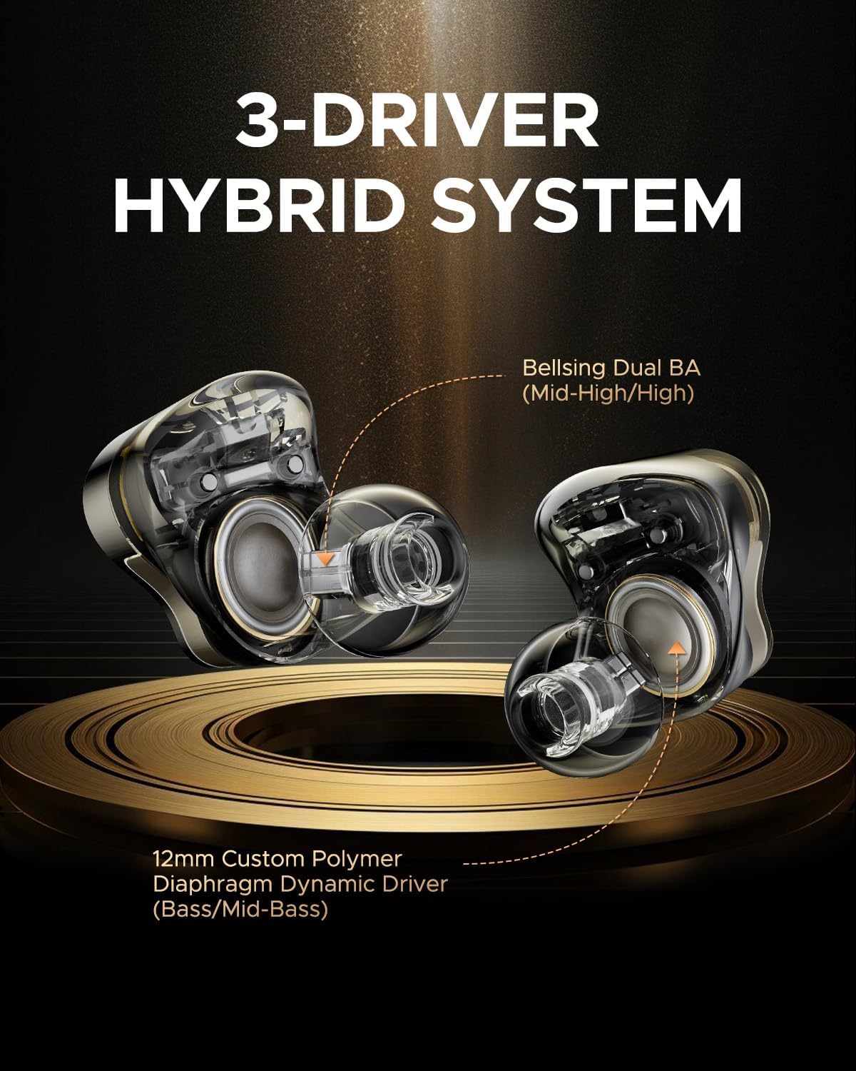 SOUNDPEATS H3 HiFi Wireless Earbuds, Hi-Res Bluetooth 5.4 Headphones with LDAC, aptX Lossless, Snapdragon Sound, Triple Units (1DD+2BA), 55dB Active Noise Cancellation, 6 AI Microphones, APP,37H,IPX5 - Image 2