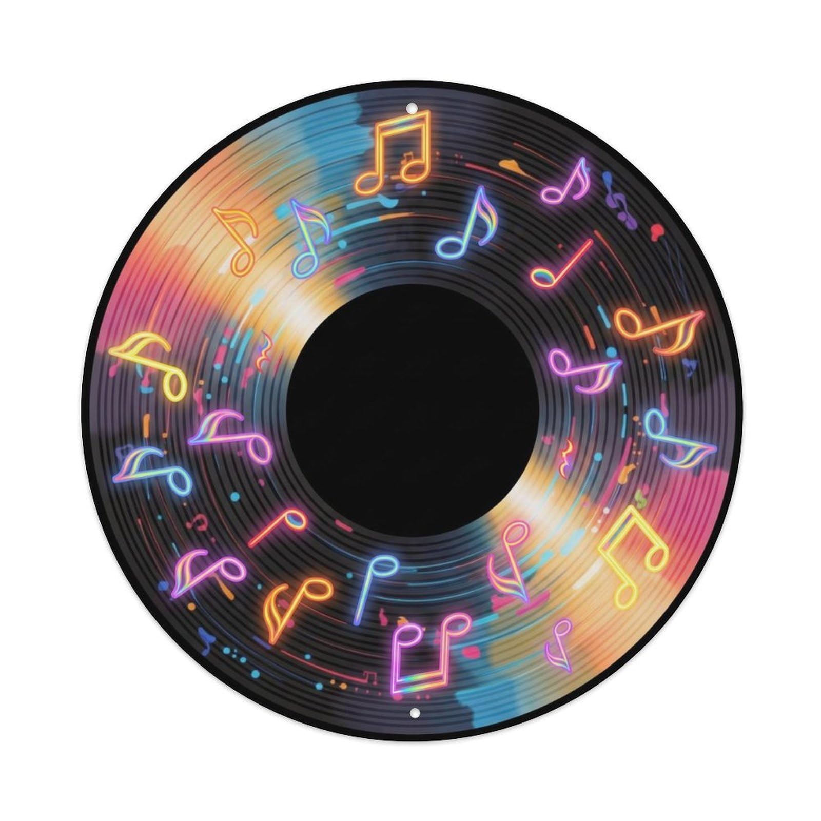 Colorful Music Vinyl Records Mellow Rainbow Hue Metal Tin Sign
