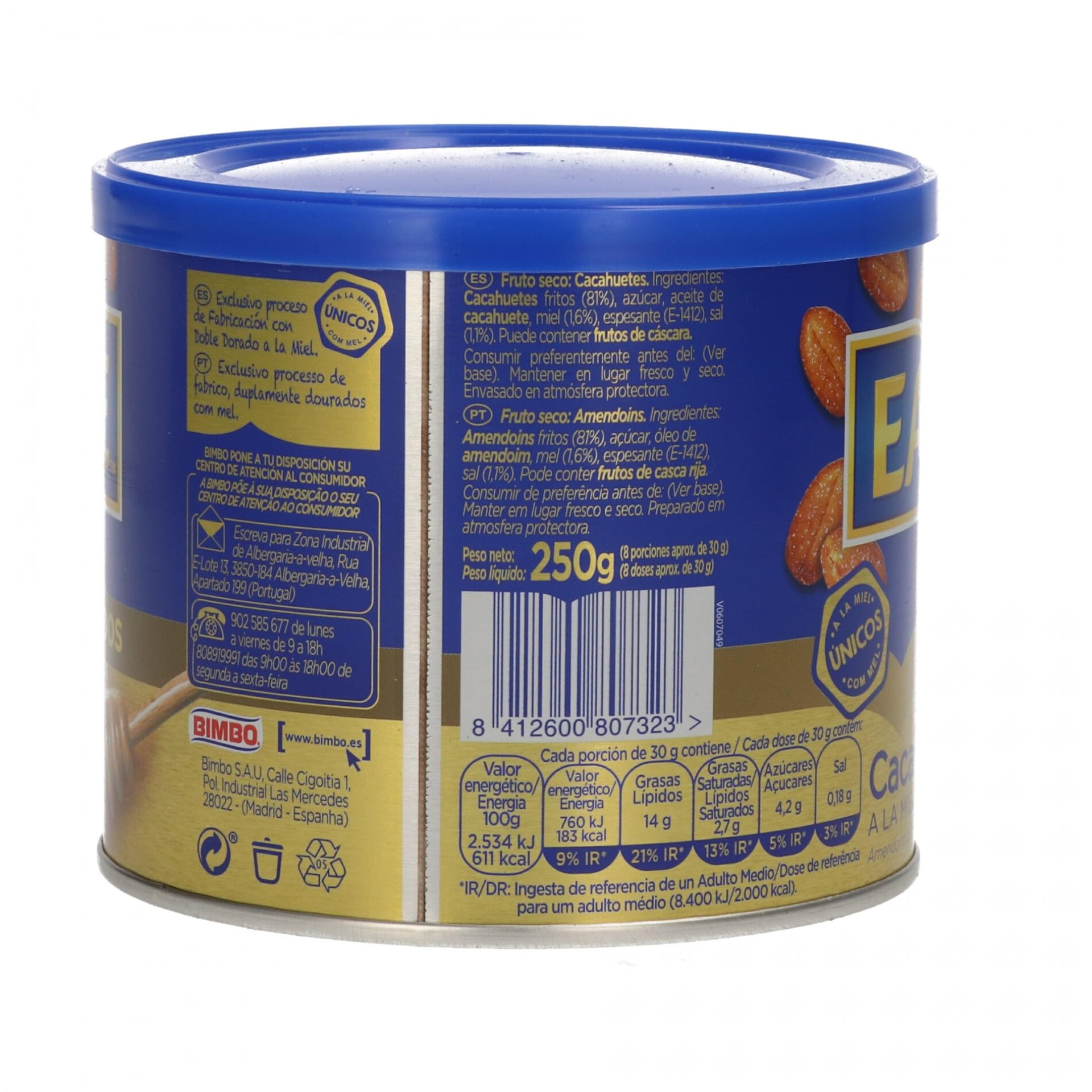 Eagle Cacahuetes Dorados a la Miel y Sal | Pack 2x250g | Snack Crujiente Dulce-Salado | OsoRetail