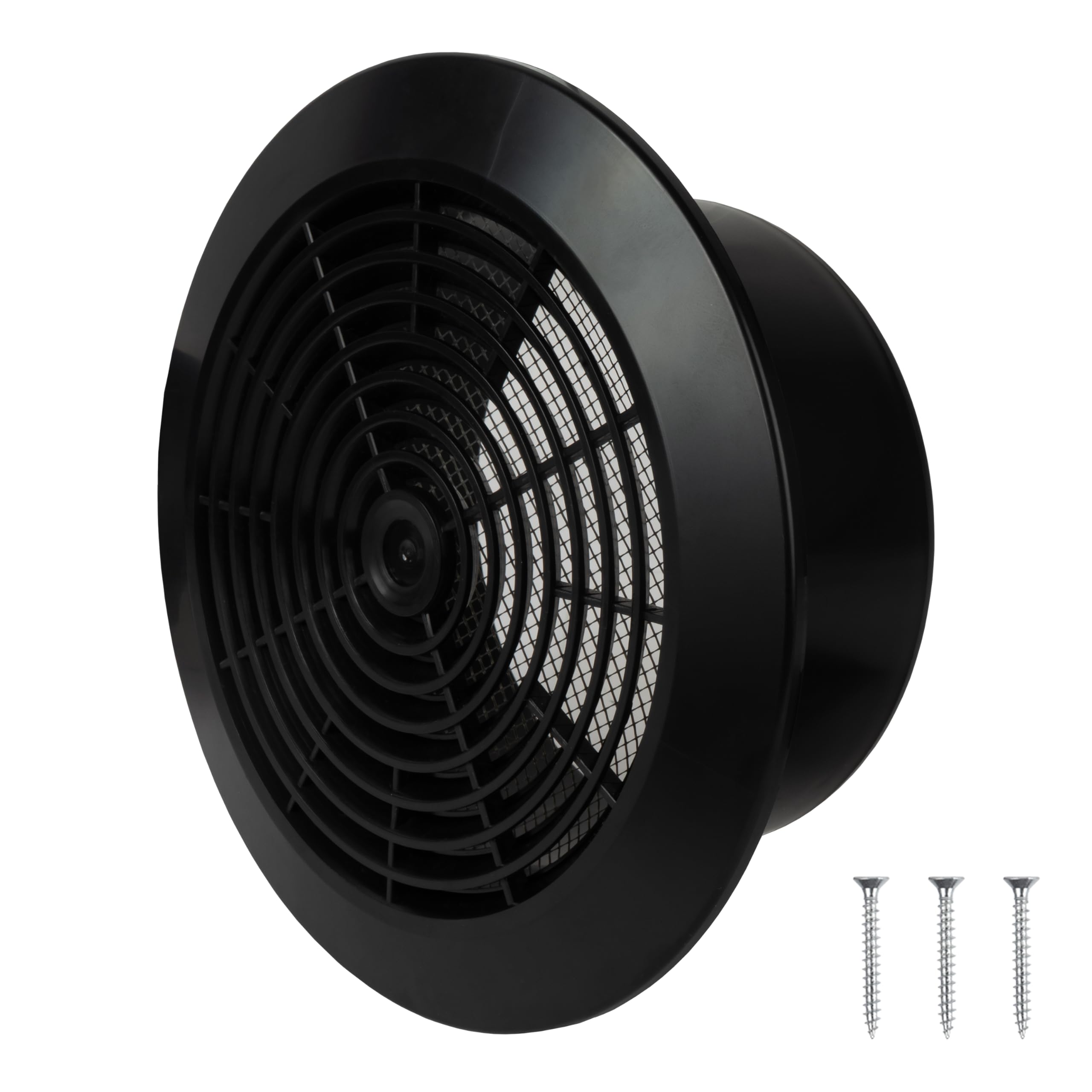 Repa Market Czarna kratka wentylacyjna z tworzywa sztucznego 150 mm – HVAC okrągła do użytku wewnątrz i na zewnątrz, wentylacja sufitowa z kratką ochronną, osłona kanału wentylacyjnego – klimatyzacja