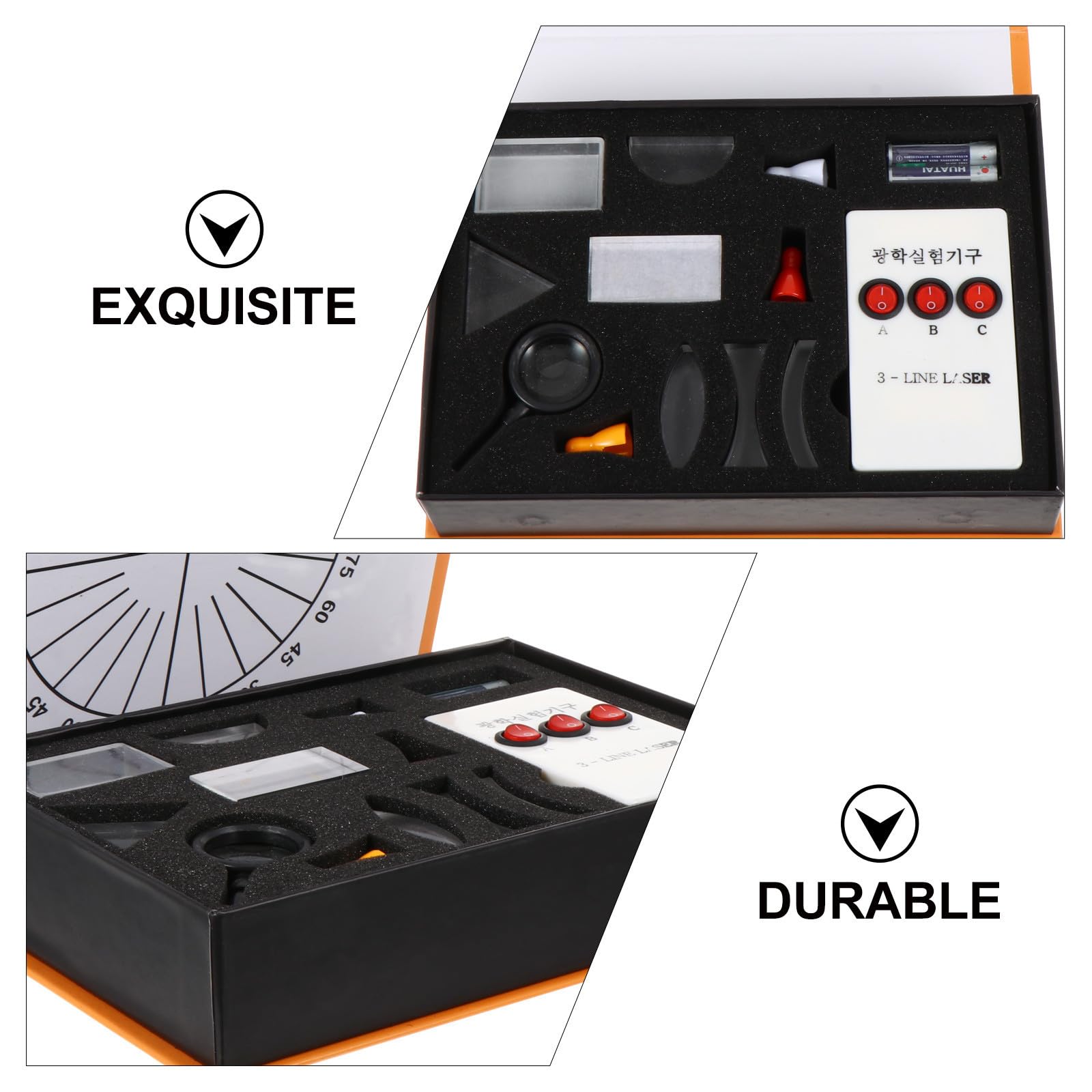 Kit D’expérimentation Optique Physique 17 Pièces en Plastique et Verre Couleur Aléatoire | Prisme, Lentille Convexe et Miroir Concave, pour Apprentissage Scientifique des Garçon et Filles, Réglage Couleur Aléatoire