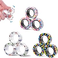 Vista 12 de Juego de 3 anillos magnéticos para ansiedad, anillos giratorios para adultos para terapia de alivio de ansiedad, rellenos de calcetines