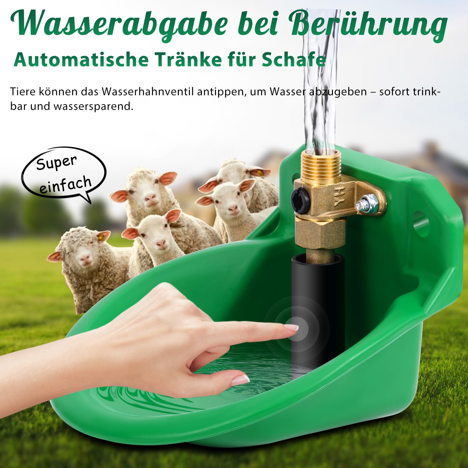 Automatische Tränkebecken für Schafe, ViehträNken mit Abflusslöchern, Automatische Wasserversorgung für Pferde, Rinder, Schafe, Schweine und Hunde, WeideträNken, Grün