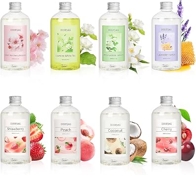 Cherry Diffuser with 10 Fiber Sticks, 6.7 oz Diffusers for Home Essentials Bathroom,Last up to 60 Days(200ml