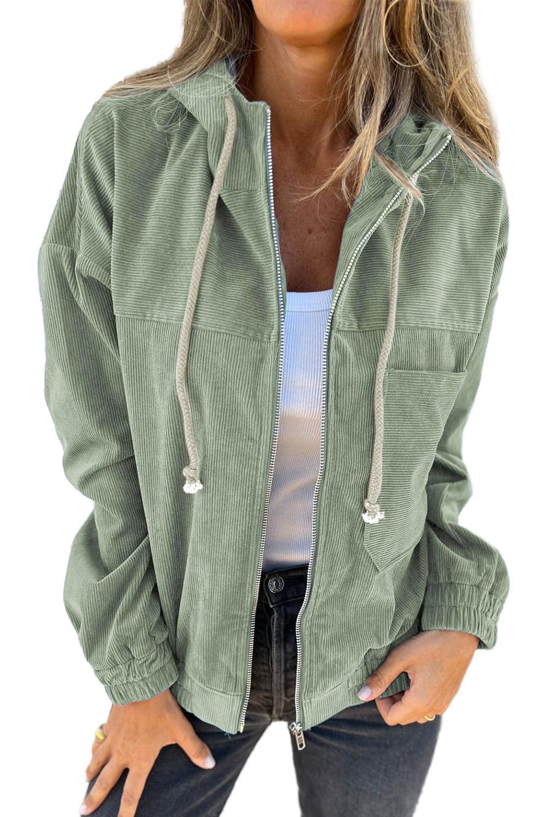 YUTILA Cord Jack Damen frühling Herbst Übergangsjacke