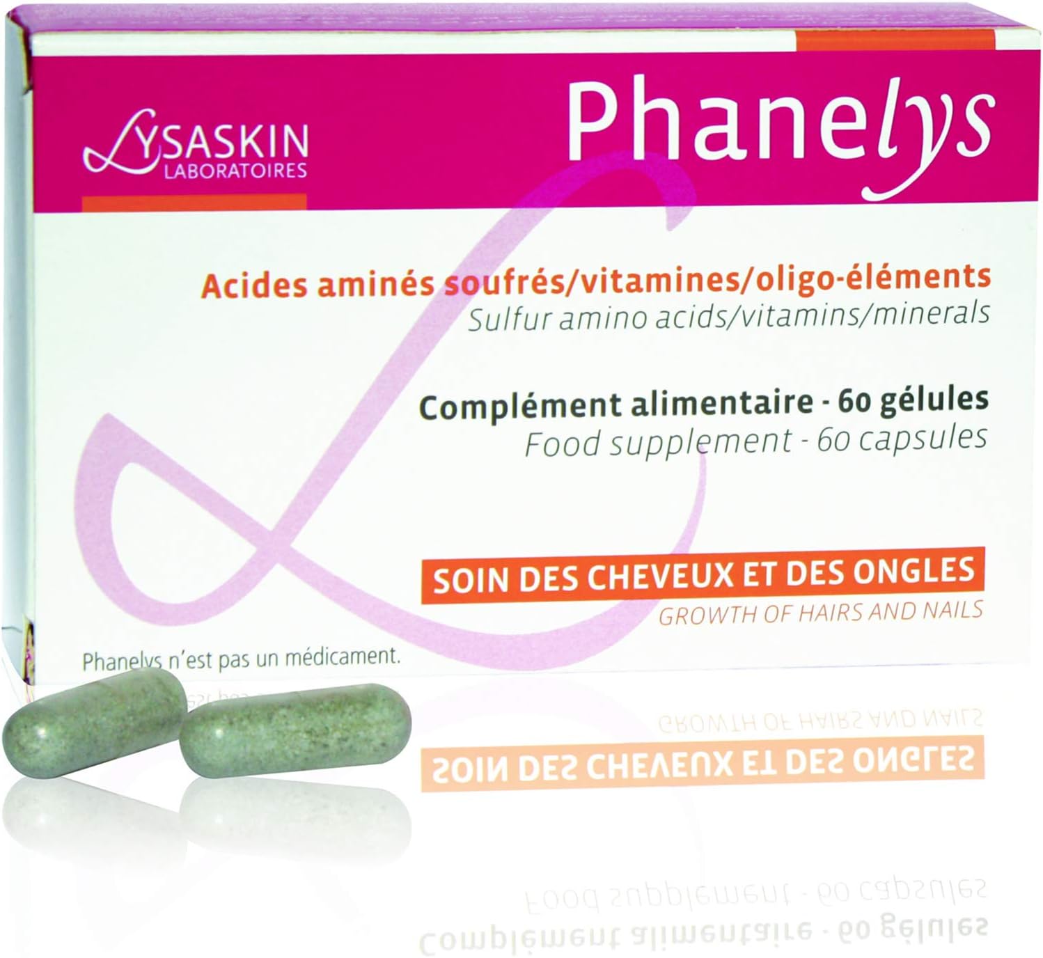 Lysaskin Phanelys Hair and Nails Food Supplement 60 Capsules, White