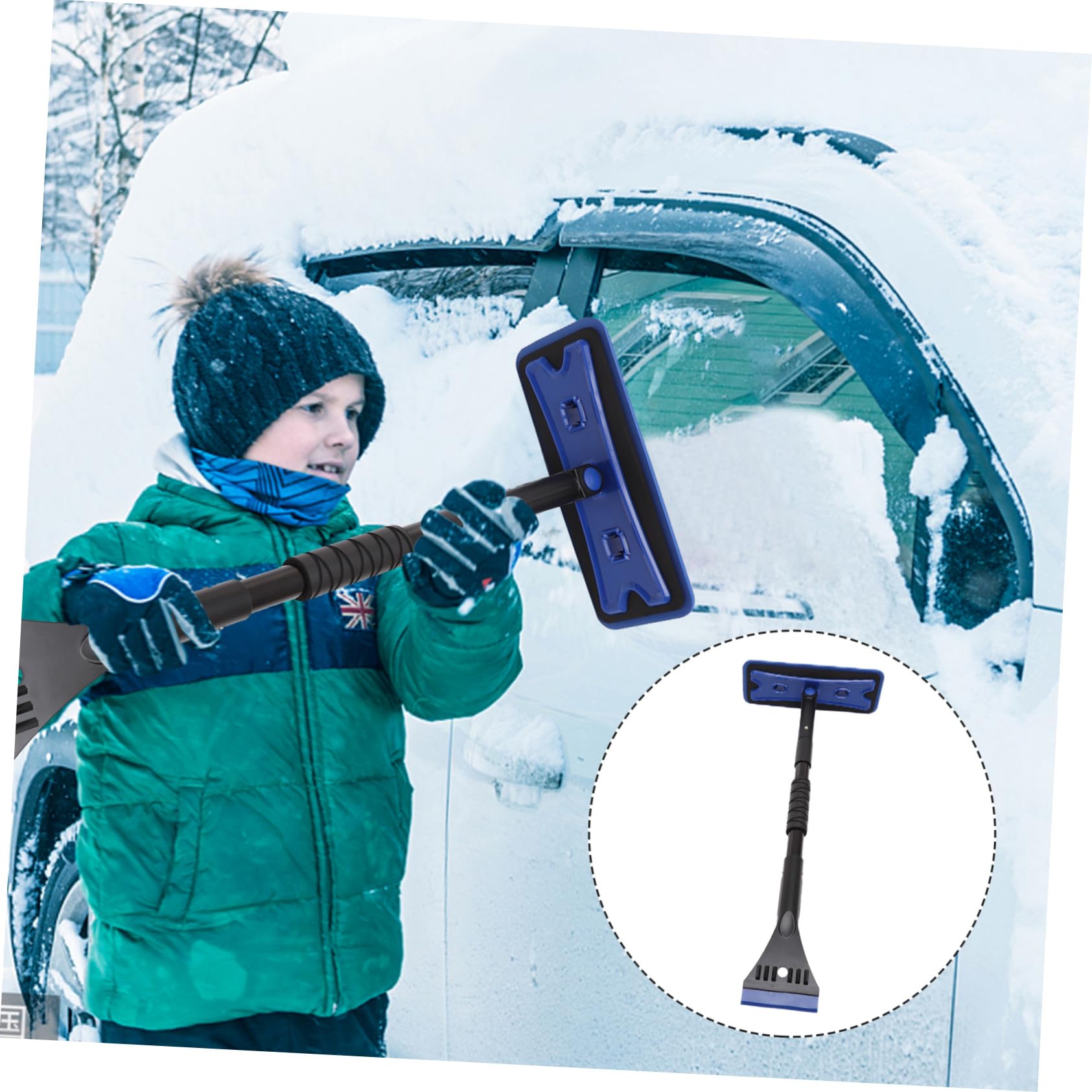 Artibetter Raschietto Ghiaccio per Auto Spazzola Neve Estensibile Scopa Neve Raschietto Parabrezza Pulizia Invernale Efficiente