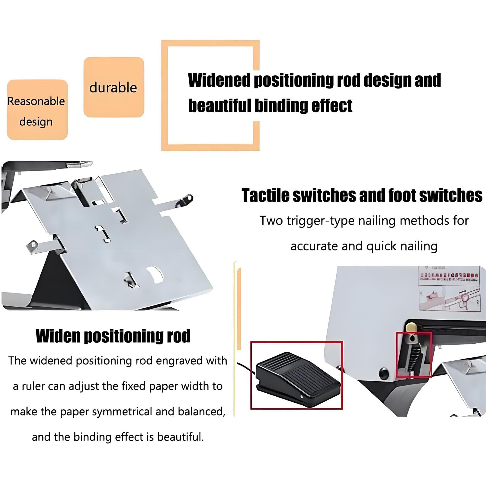 Pinzatrice elettrica automatica per raccoglitori a sella, resistente, con protezione da inceppamento, pinzatrice da tavolo a punto piatto A3, efficiente e affidabile