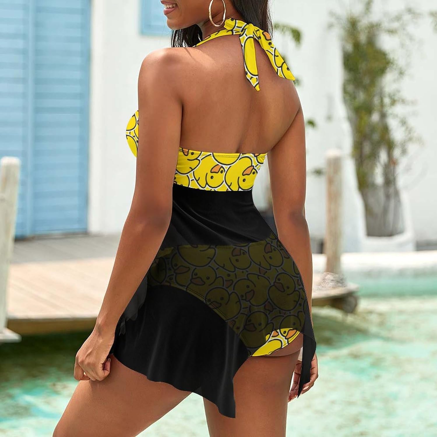 Two Piece Tankini Swimsuit for Women V Neck Ruched Tummy Control Top with Bottom Bathing Suits