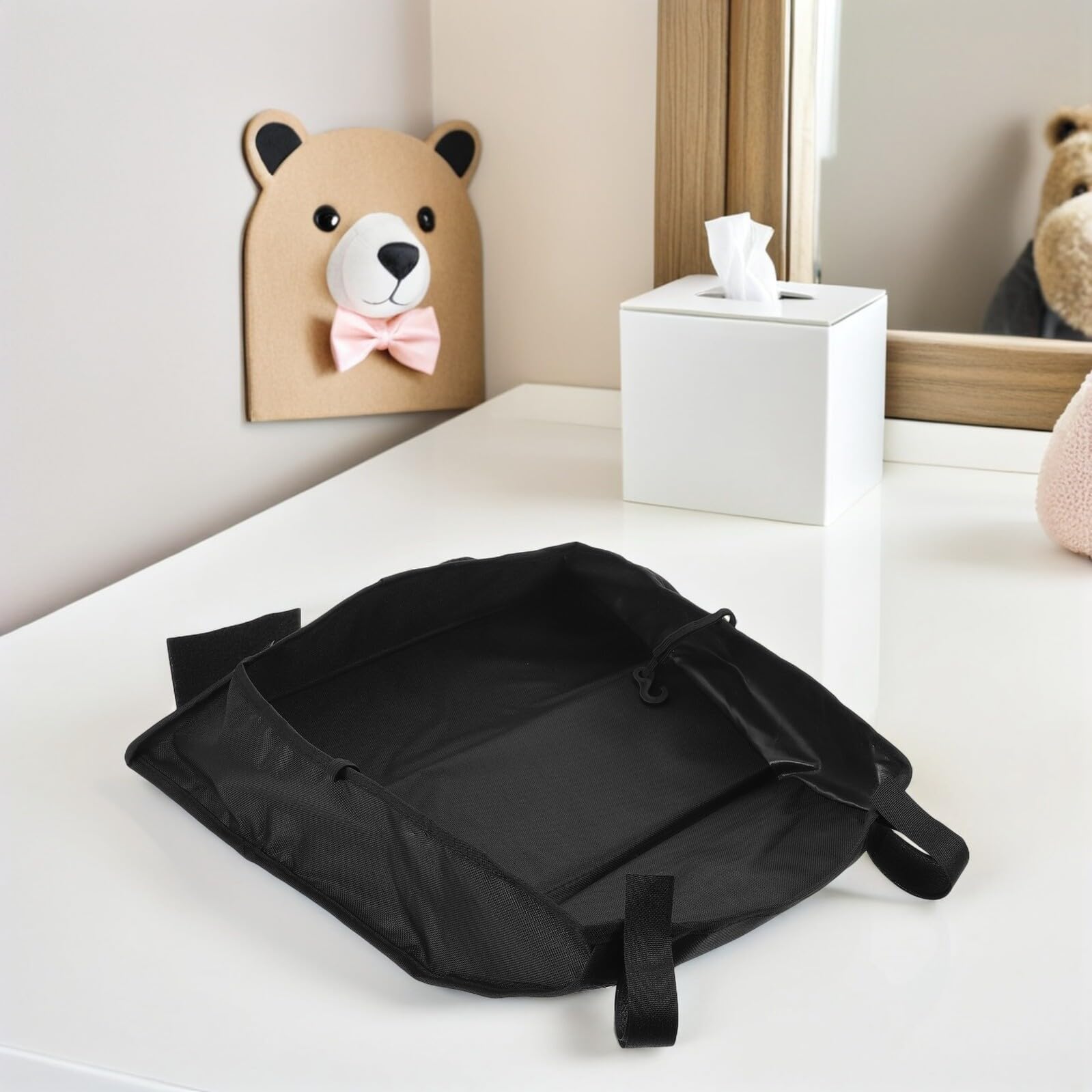 Borsa Organizer per Passeggini 2 Pezzi in Oxford Nero Vano Portaoggetti Sotto Passeggino, Cestino Portaoggetti Ampio e Leggero, Accessorio Pratico per Uscite
