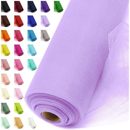 54" by 20 Yards Tulle Fabric Rolls Lavender Ribbon Tutu Spool Bolt for DIY Wedding Decoration Baby Shower Tutu Skirt Gift Wrapping Large Matte Tulle, Roll Packaging (Lavender)