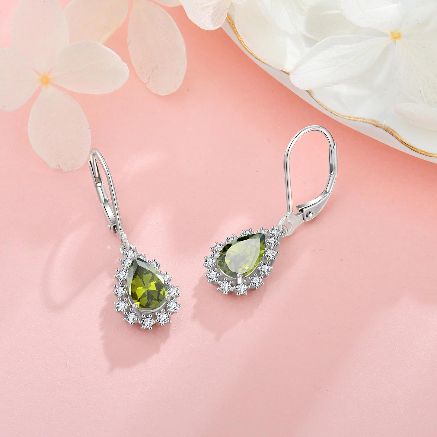 Teardrop Dangle Drop Earrings Leverback Earrings 925 Sterling Silver Cubic Zirconia Earrings Christmas Gift for Women Her Wife Mother