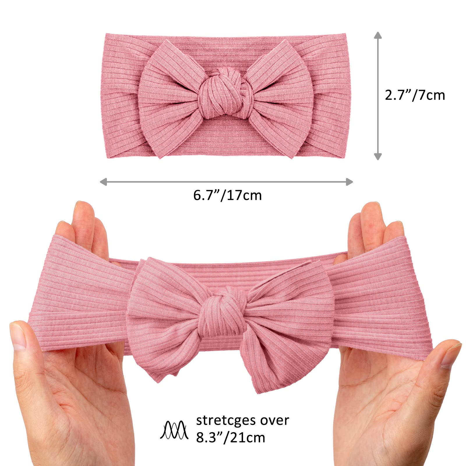 DRESHOW 5 Pack Baby Headbands for Girls Newborn Baby Nylon Headbands with Bows Hair Accessories - Image 2