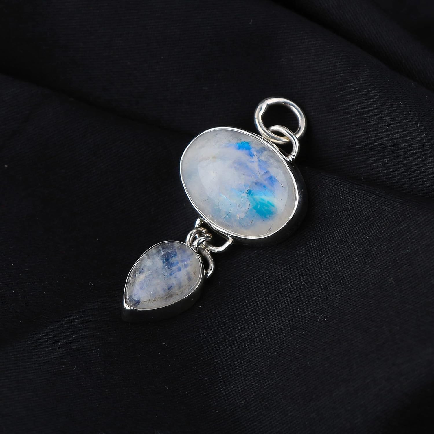 Natural Rainbow Moonstone Gemstones Pendant, 925 Sterling Silver, Bezel Setting, Handmade Jewelry, Adjustable Chain, Christmas Gift, Pendant for Necklace - Image 5