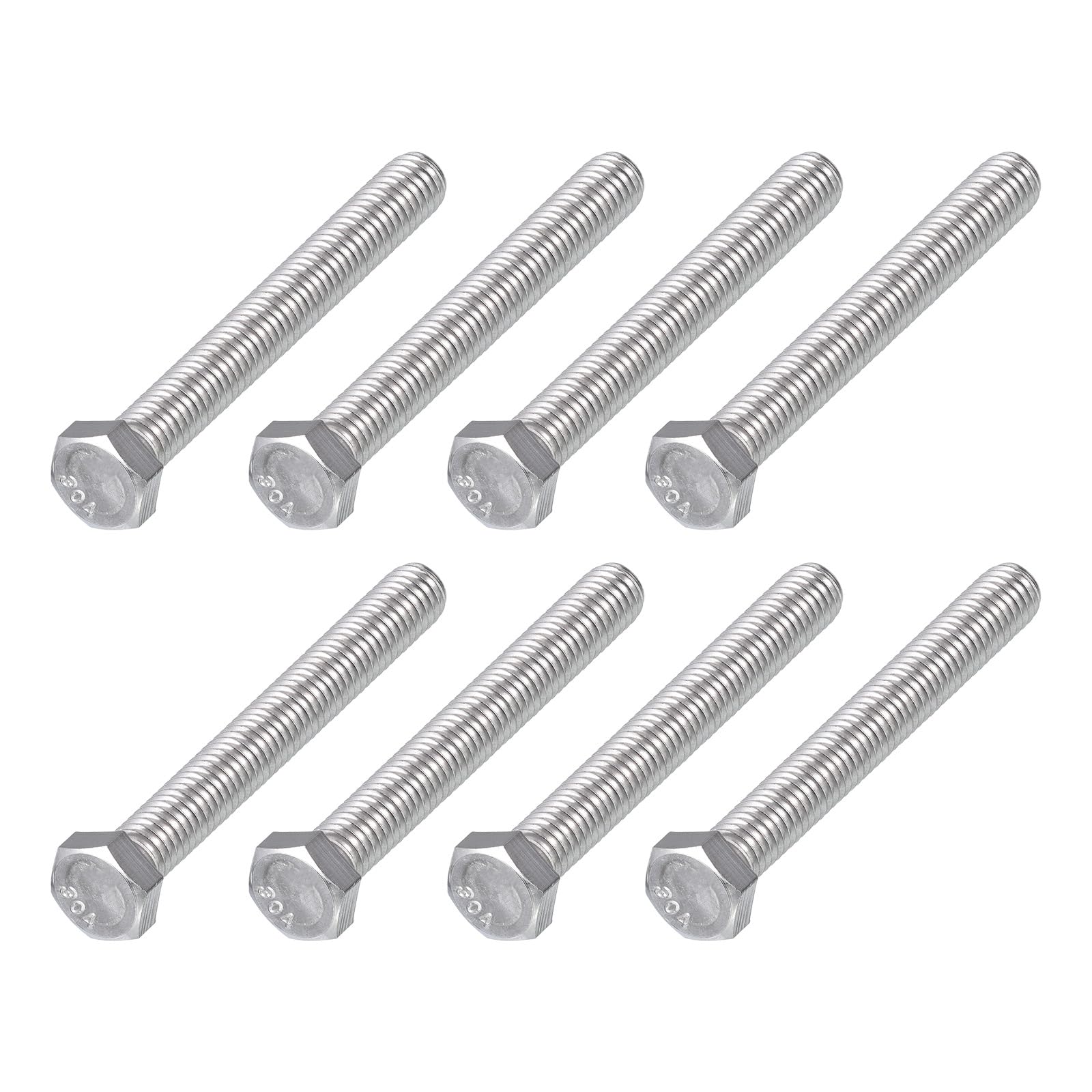 METALLIXITY Hex Head Bolts (3/8-16 x 3") 8Pcs, 304 Stainless Steel 18-8, Fully Threaded, External Hex Drive, Plain Finish
