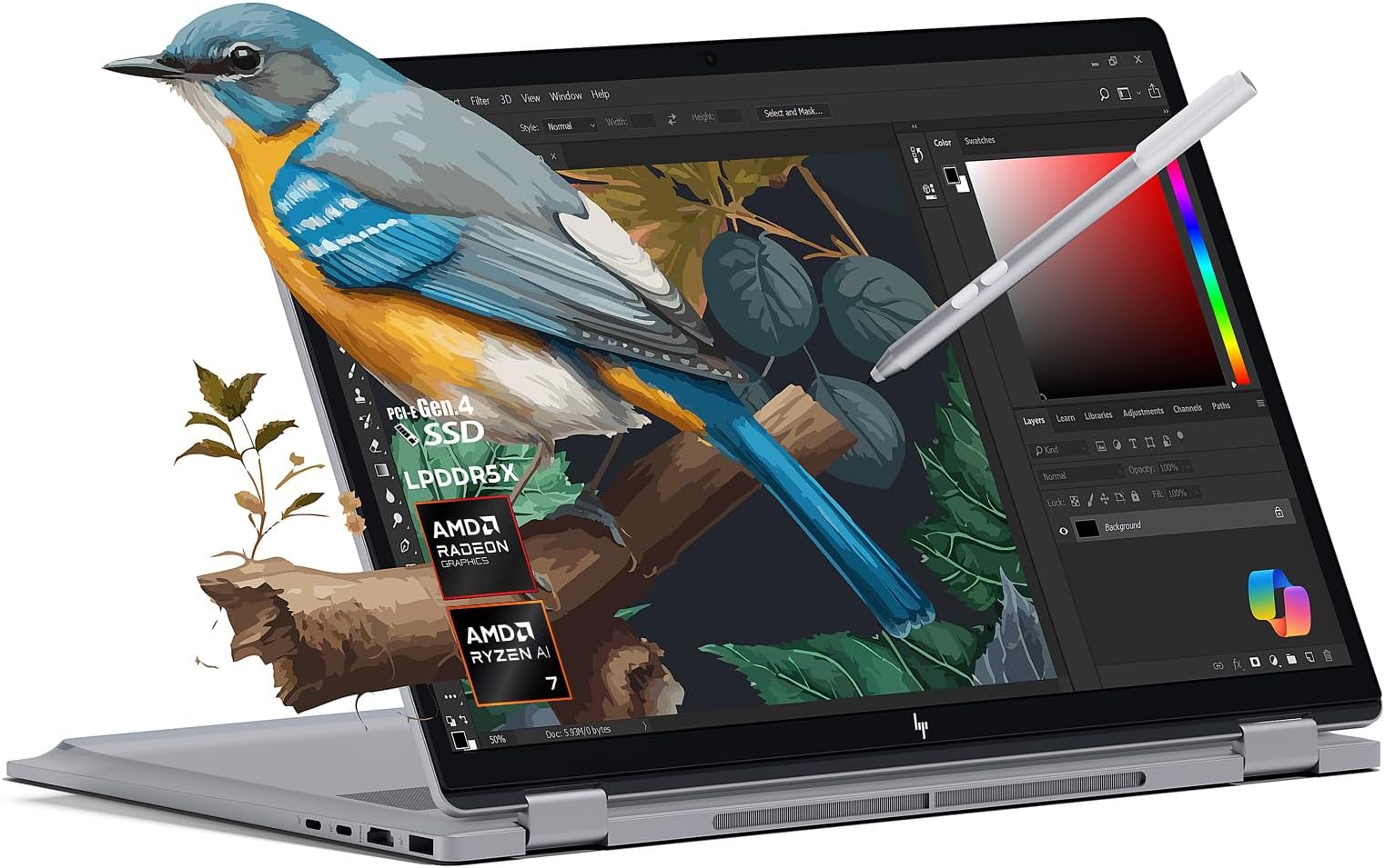 HP 2025 New Envy x360 2-in-1 Laptop, OmniBook X Flip 16" Touchscreen 2K IPS Display, AMD Ryzen AI 7 350, 24GB LPDDR5X RAM, 2TB Gen 4 SSD, Copilot AI, WiFi 6E, w/Microsoft Surface Pen, Win 11 Home