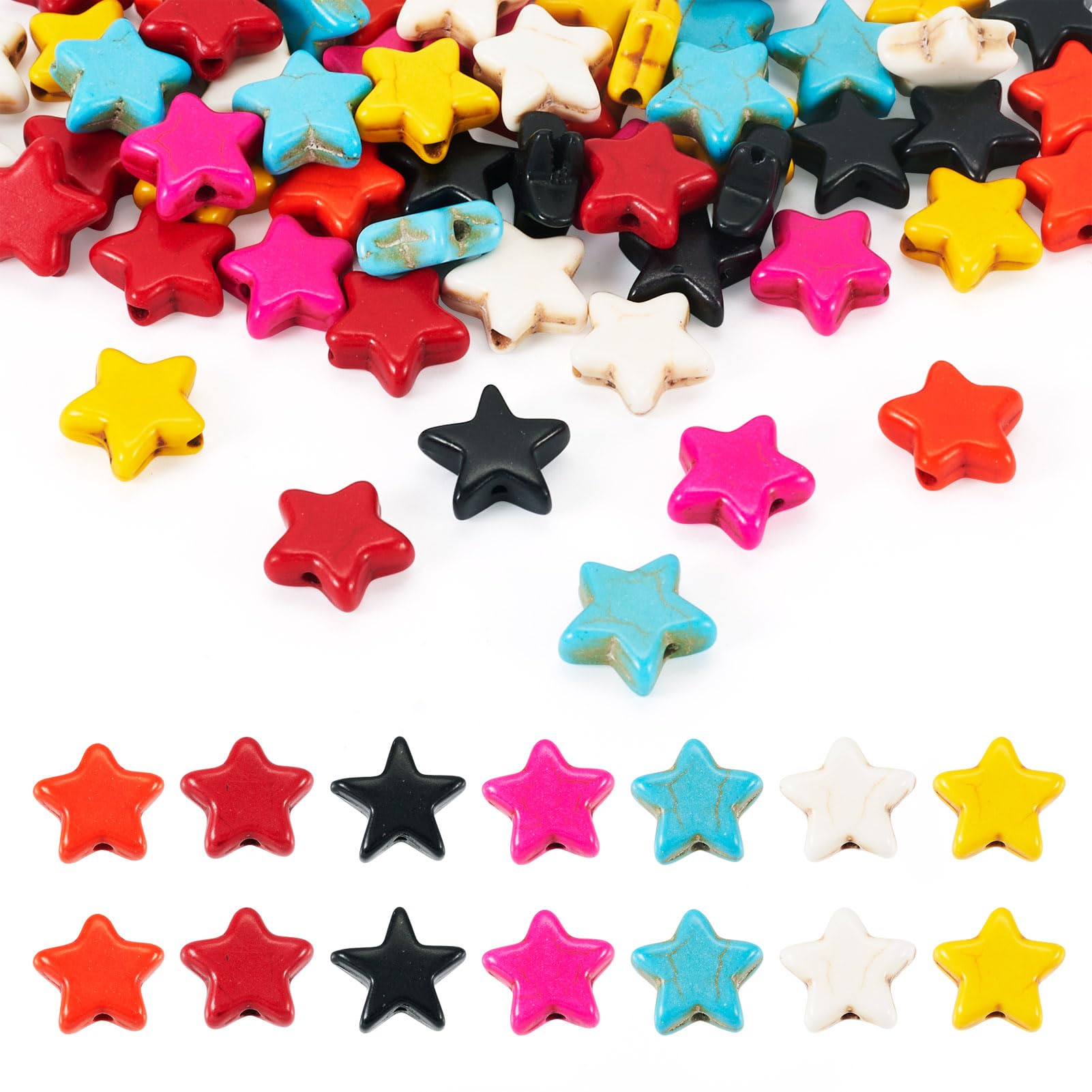 PandaHall 70 pcs Turquoise Beads Star Loose Gemstone Beads Stone Craft Spacer Beads for DIY Bracelet Necklace Earring Jewelry Making