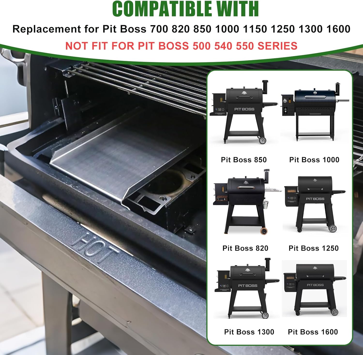 Stainless Steel Heat Baffle Diffuser & Flame Tamer for Pit Boss 700/820/850/1000/1150/1250/1300 Camp Chef, Z Grill, Tex & Lil Tex - Pellet Grill Replacement Part