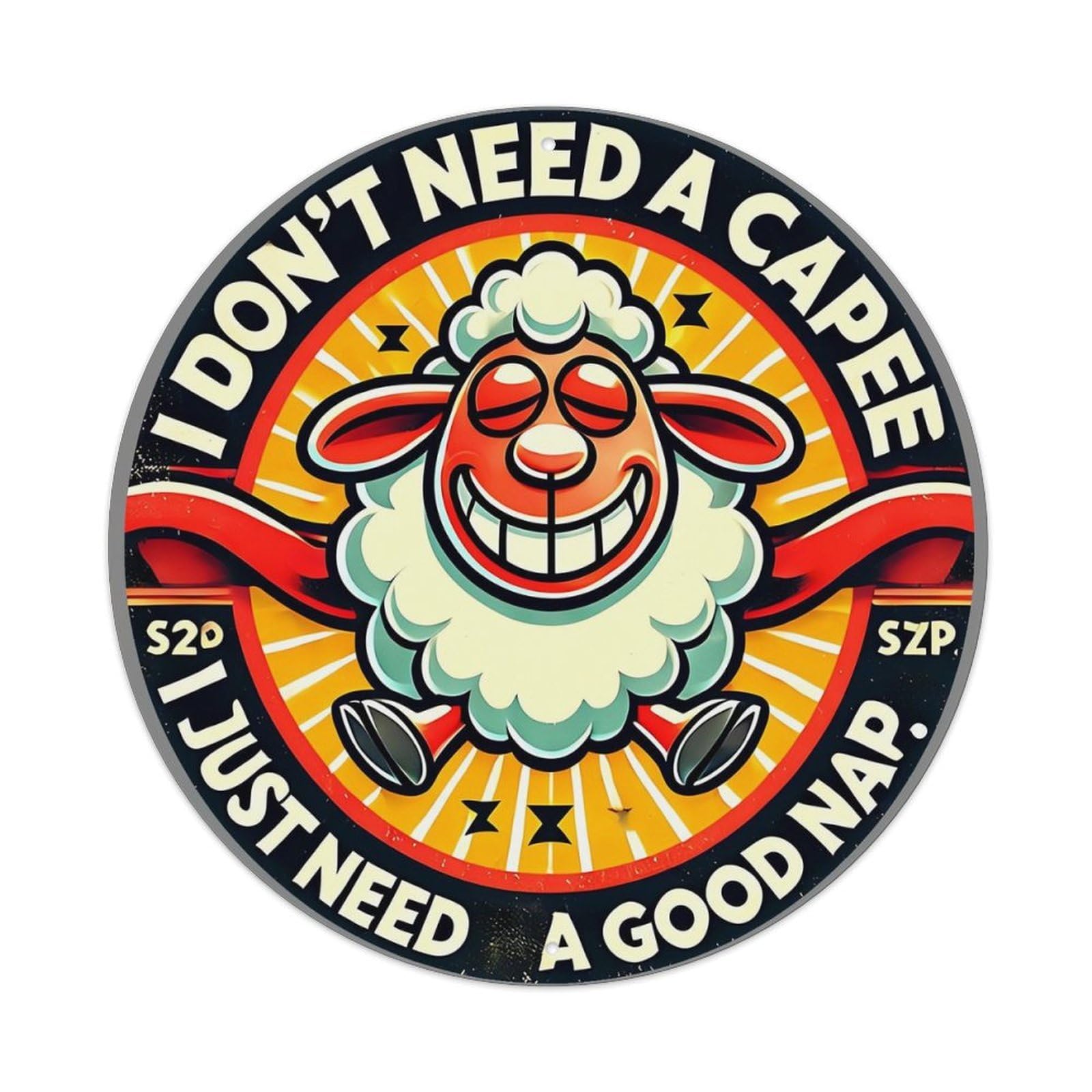 Sheep With Cape And Nap Text Tin Sign Metal Poster Vintage Metal Signs for Home Man Cave Bar Cafe Kitchen laundry room Wall Decorations Gift 8x8Inch