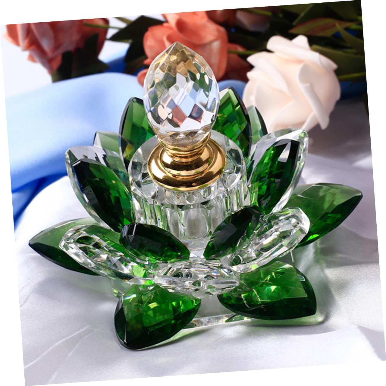 HOMSFOU 1stk Lotus Parfüm Flasche Parfümflaschen Aus Glas Parfüm Flaschen Vintage-parfümflaschen Parfümflaschen Leer Dekorativ Glasflasche Kleine Terrarien Füllung Weißer Kristall Spender