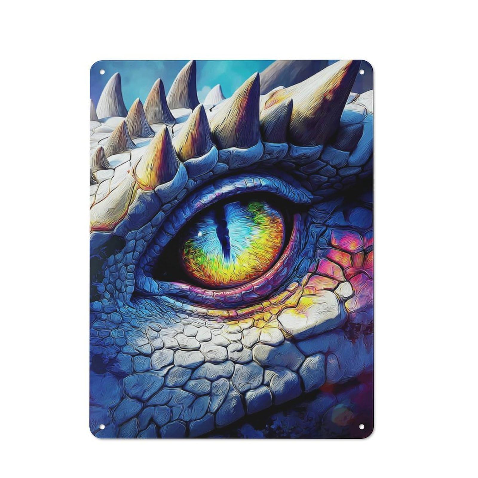 Metal Wall Plaque with Dragon Eye Mystic Gaze Design 40x30cm, Classic Retro Room Decor for Kitchen, Hallway, Bar Or Small Cafe
