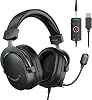 FIFINE PC Gaming Headset, USB Headset with 7.1 Surround Sound, Removable Microphone, Control Box, Over-Ear Wired Headset for PS5/PS4/Xbox/Switch, Black-AmpliGame H9