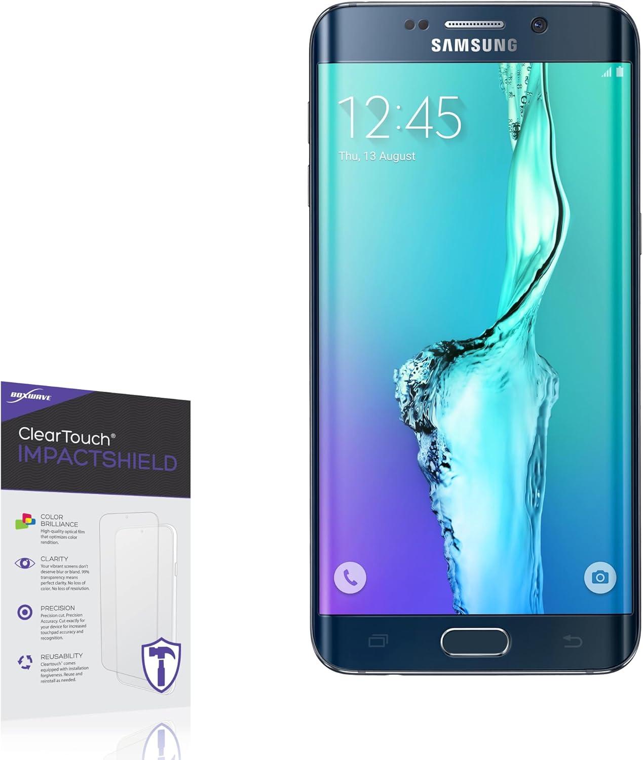 BoxWave Screen Protector Compatible with Galaxy S6 Edge Plus - ClearTouch ImpactShield (2-Pack), Impenetrable Screen Protector Flexible Film