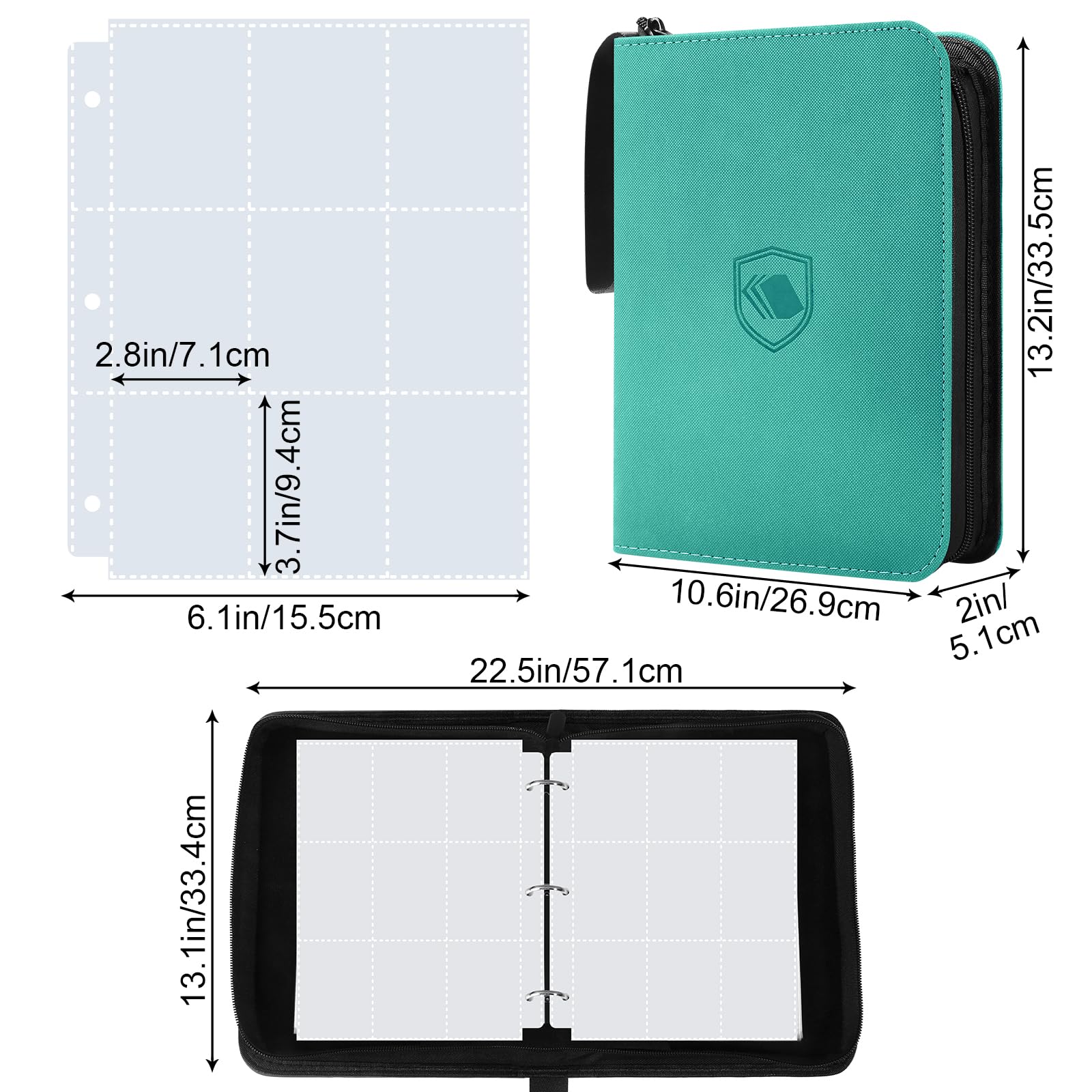 khlerox 900 Pockets Trading Card Binder, PU Cover Zipper Card Collection Album, Sturdy Card Folder Holder for MTG TCG - Image 2