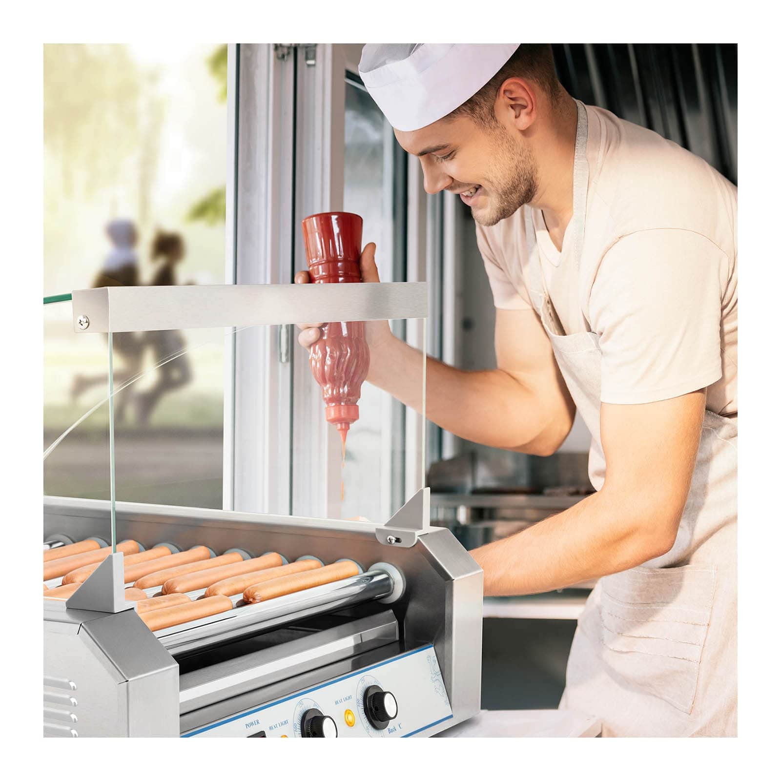 Royal Catering RCHG-11E Asador de perritos calientes 11 Rodillos 1850W 230 V Acero inox