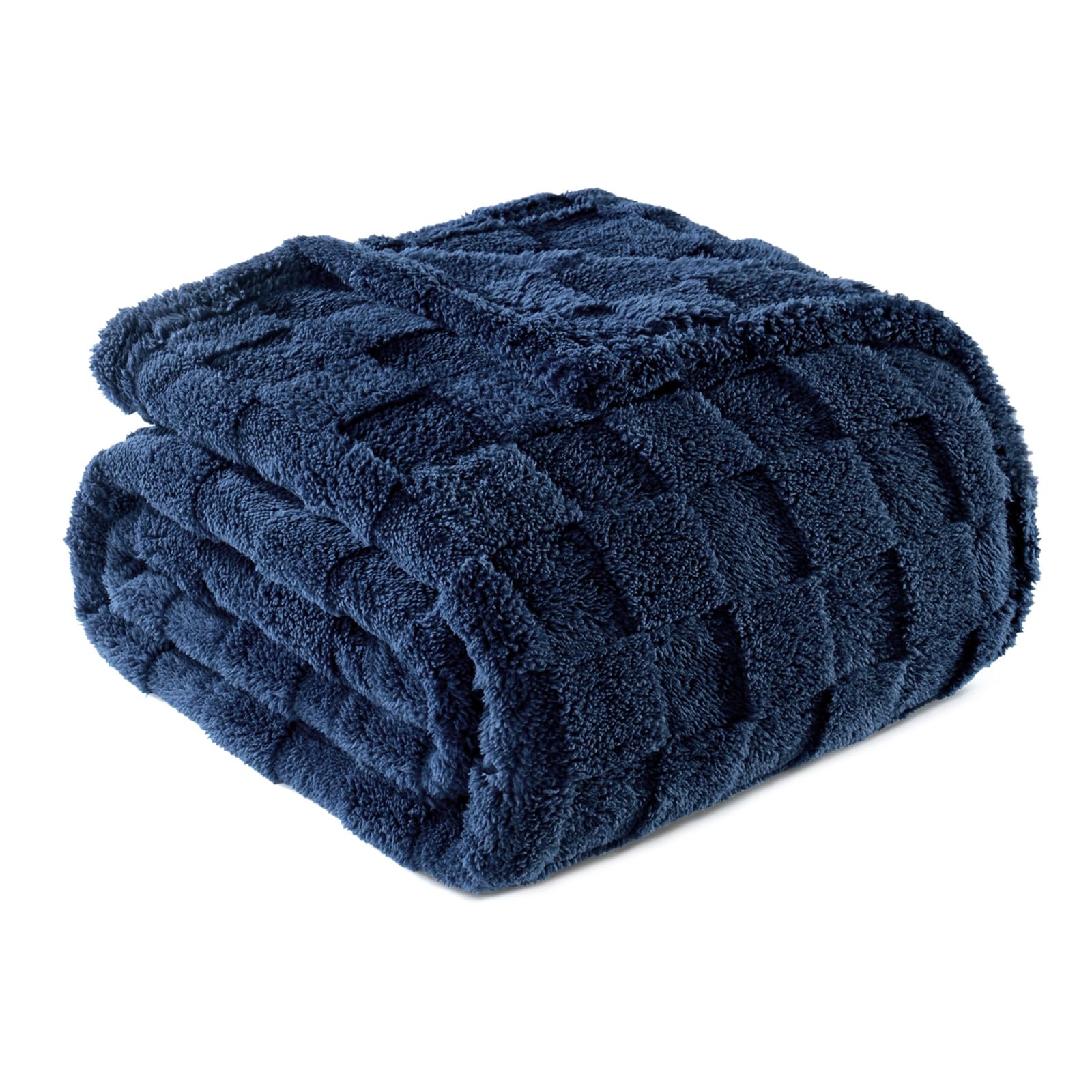 Exclusivo Mezcla Manta Sofá de Franela 130x150 cm, Manta Suave y Cálida para Cama con Estampado Cuadros, Ideal Noches Frescas y Cualquier Temporada, Azul Marino OEKO-TEX STANDARD 100