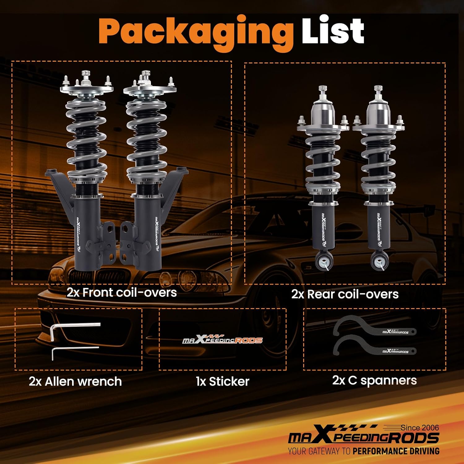 maXpeedingrods Coilovers for Honda CR-V 2002-2006, 24 Levels Damper Adjustable Coilovers Suspension Kit, Height Adjustable Shock Absorber, T7 Upgrade Racing Lowering Kit, Black