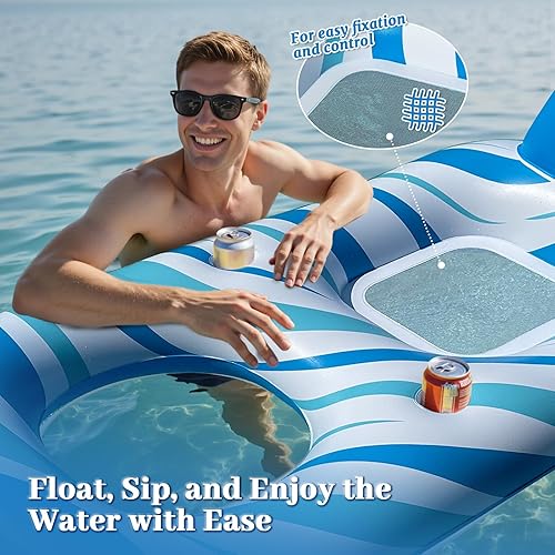 Miniatura 3 de Flotadores de piscina para adultos  Piscina de bronceado inflable, flotadores de piscina extra grandes para adultos, flotador de agua resistente con