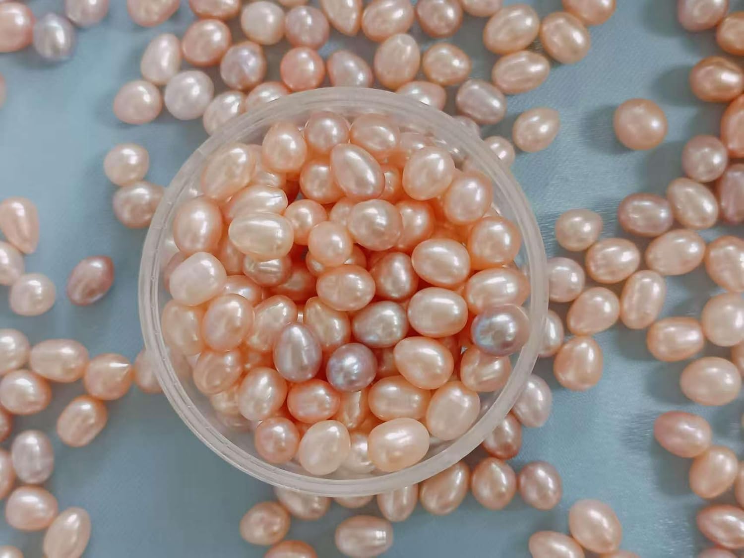 50pcs Natural Freshwater Pearls 7-8mm Teardrop No Hole | High Luster Unpierced Loose Beads for DIY Jewelry Making, Wedding Gift Ideas, Boho Necklace Pendant, Meditation Beads Gift for Mother's Day