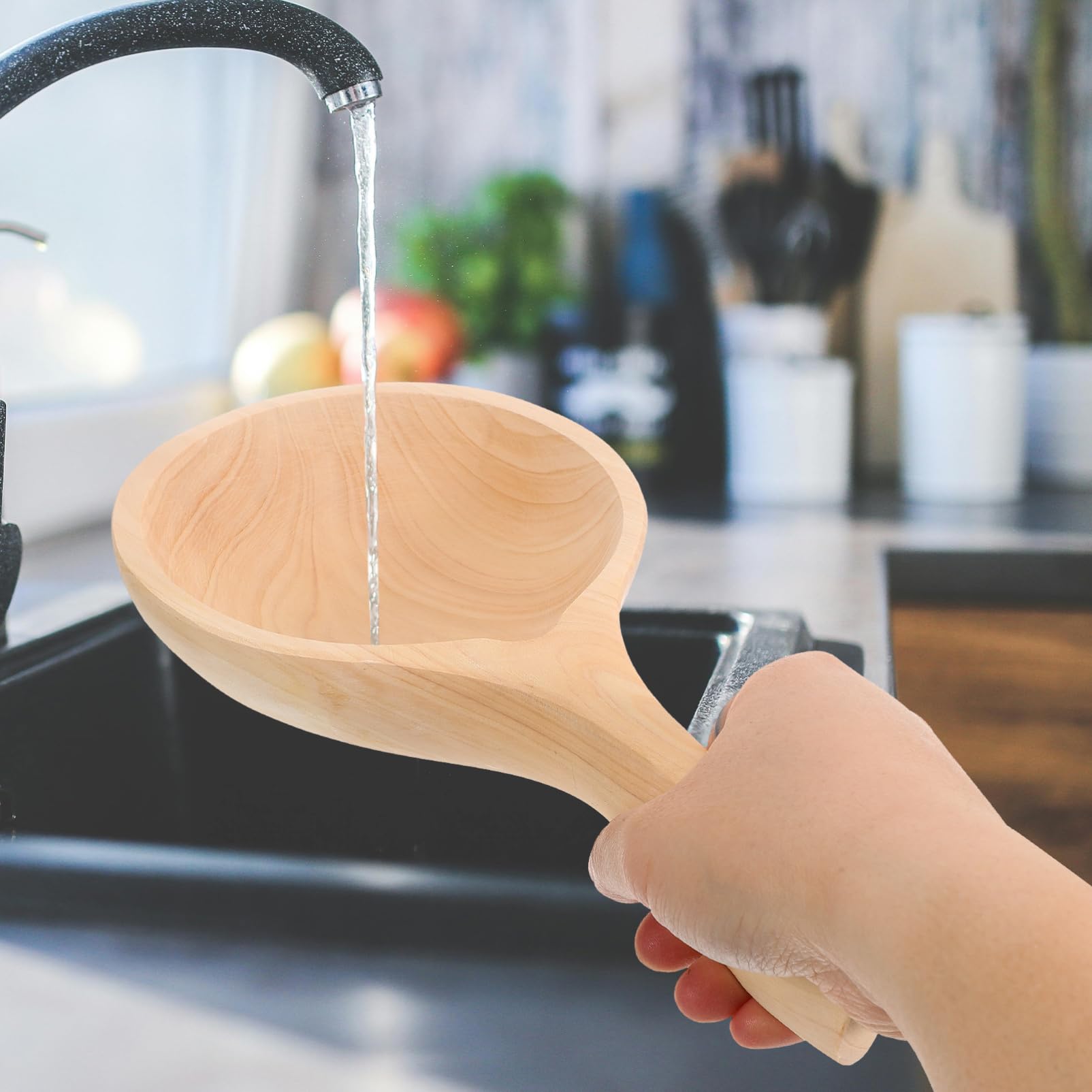 Mobestech Mestolo in Legno per Uso in Cucina in Hotel Manico Pratico e Design Unico