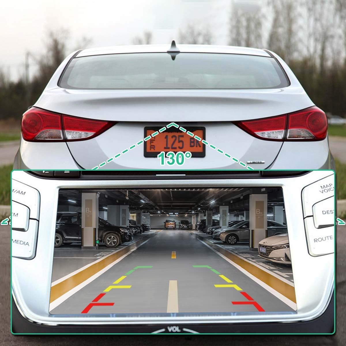 957503X105 Rear View Backup Camera Compatible with Hyundai Elantra 2011 2012 2013 2014, GreenYi Parking Assist Cam Replaces OE Number 957503X345, 957503X100, 957503X101, HY1960102, 590467