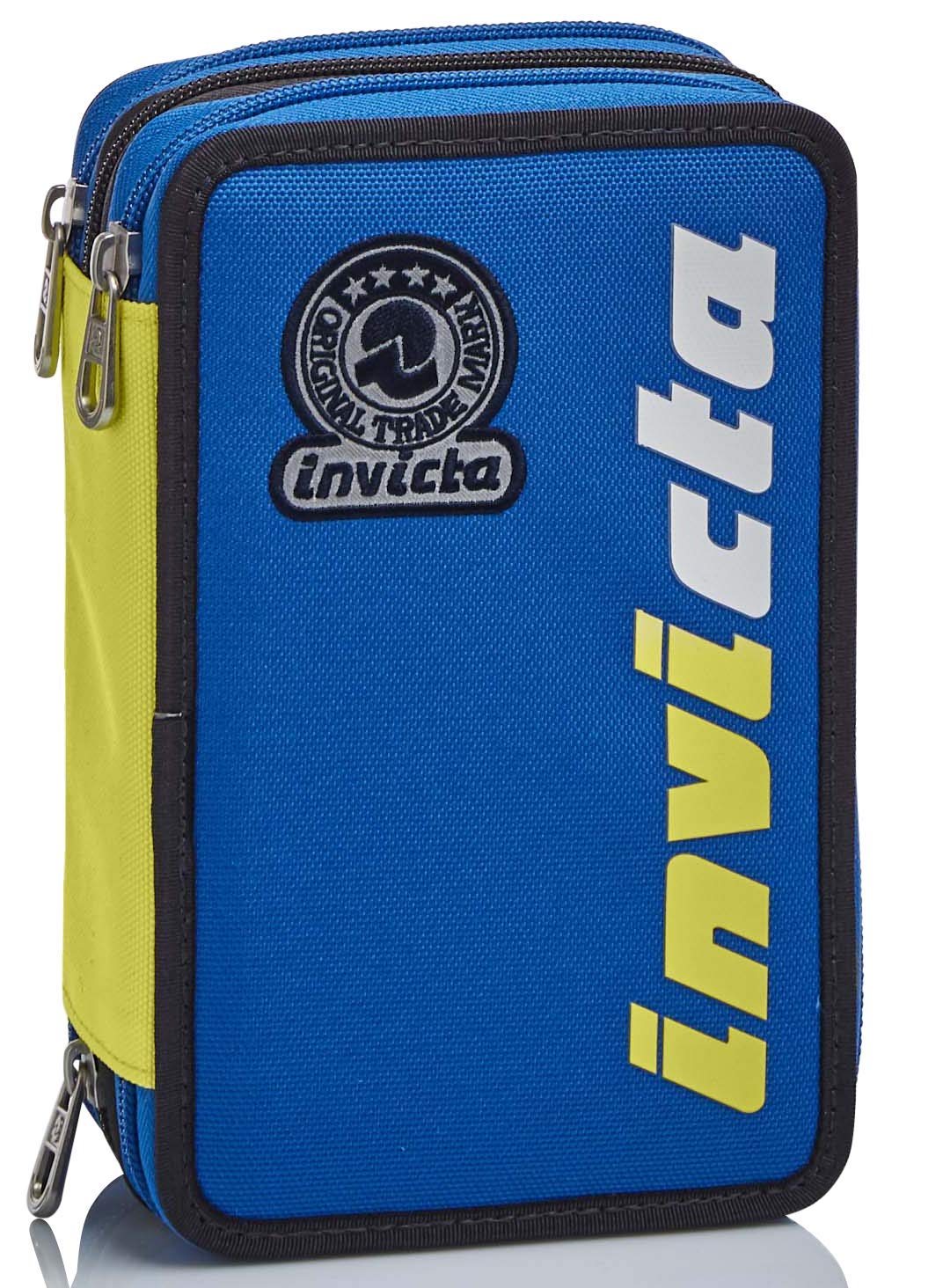 Invicta Astuccio Scuola 3 Zip, Blu, Kupang, Triplo Scomparto Completo di Penne, Matite e Pennarelli, Accessori Scuola, Accessori Zaino, Scuola Elementare, Bambino