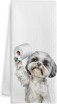 Funny Shih Tzu Gifts Bathroom Hand Towels, Shih Tzu Gifts, Dog Lovers Gifts Decorative Hand Towels for Kids Guest Bathroom Washroom Half Bath, 16x24 Inch