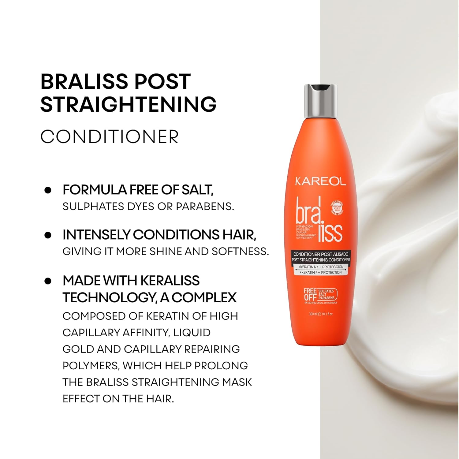 Braliss Post Straightening Conditioner with Keratin Protection, Sulfate Free, Paraben Free, Salt Free, 10.1 fl oz - Image 4