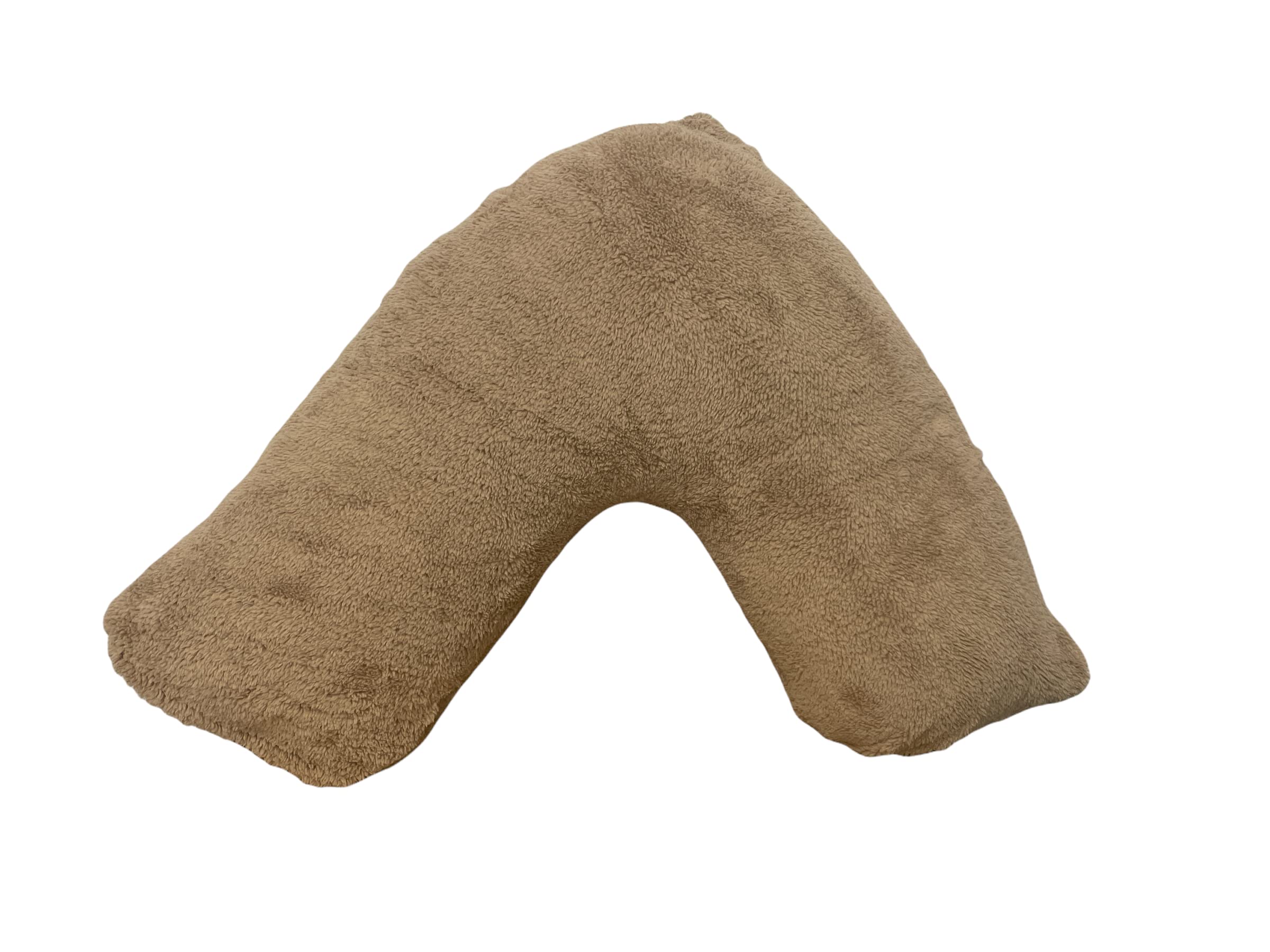 S&S Bedding Latte Teddy Bear Fleece/Sherpa Soft & Cosy Warm Cuddly V Shaped Pillowcase Only For Back & Neck Support (Latte)