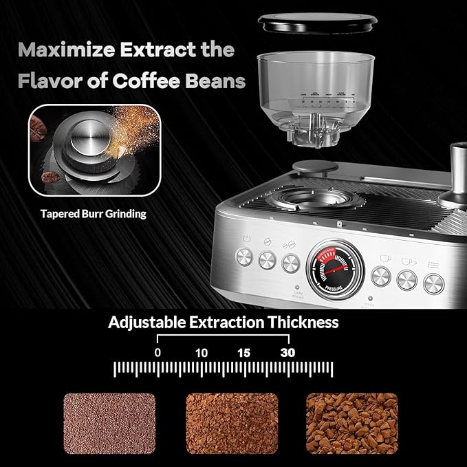 Cafetera Espresso Automática 20 Bar, 12 Tazas, con Espumador de Leche miniatura 4