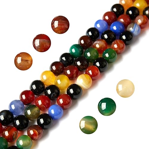 Miniatura 7 de 100 cuentas de ágata de encaje azul de 0.23 pulgadas (0.236in), cuentas redondas sueltas para hacer joyas