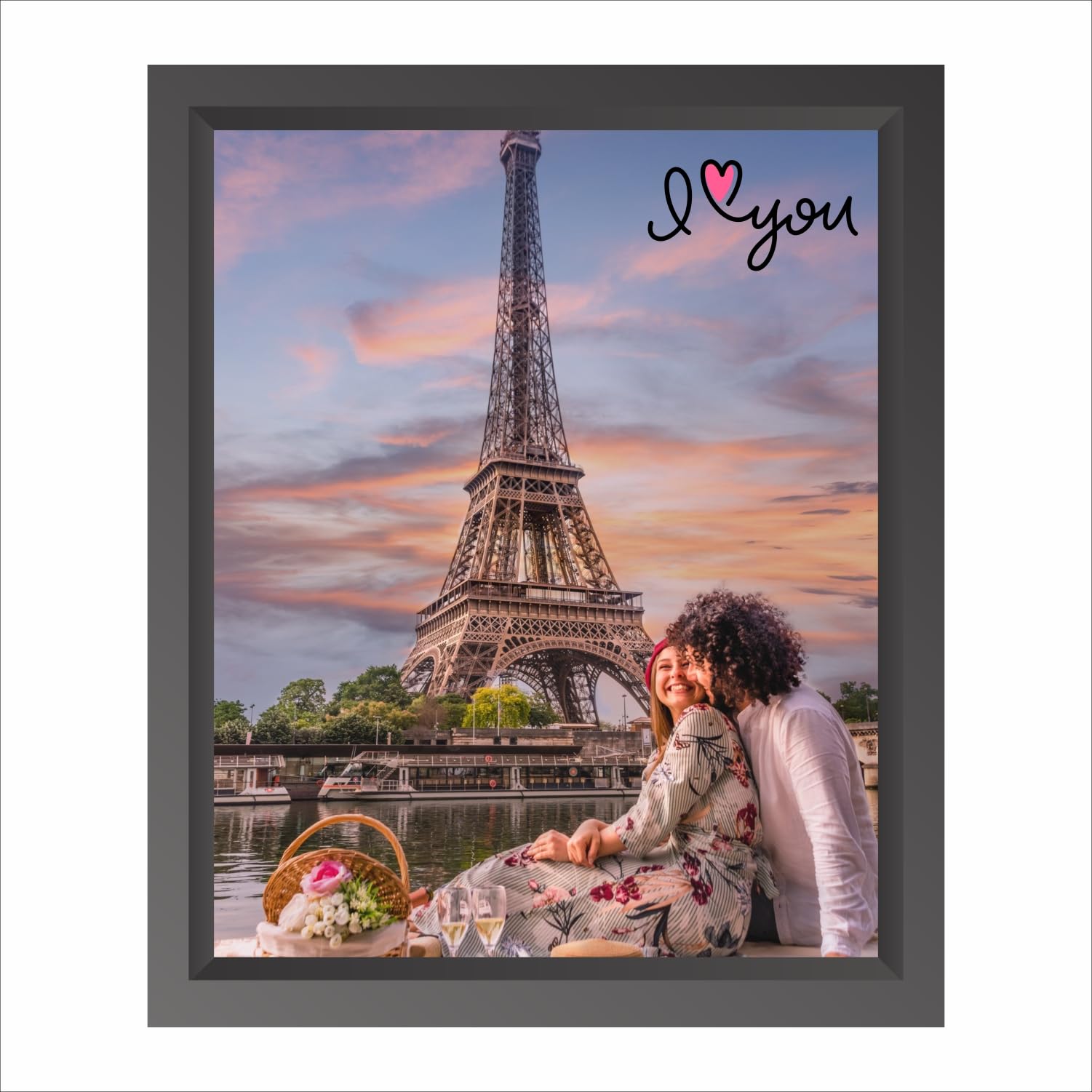 EUONIA DECORS- Framed I Love You, Eiffel Tower Wall Art For Home Decoration, Living Room-11x13 Inch