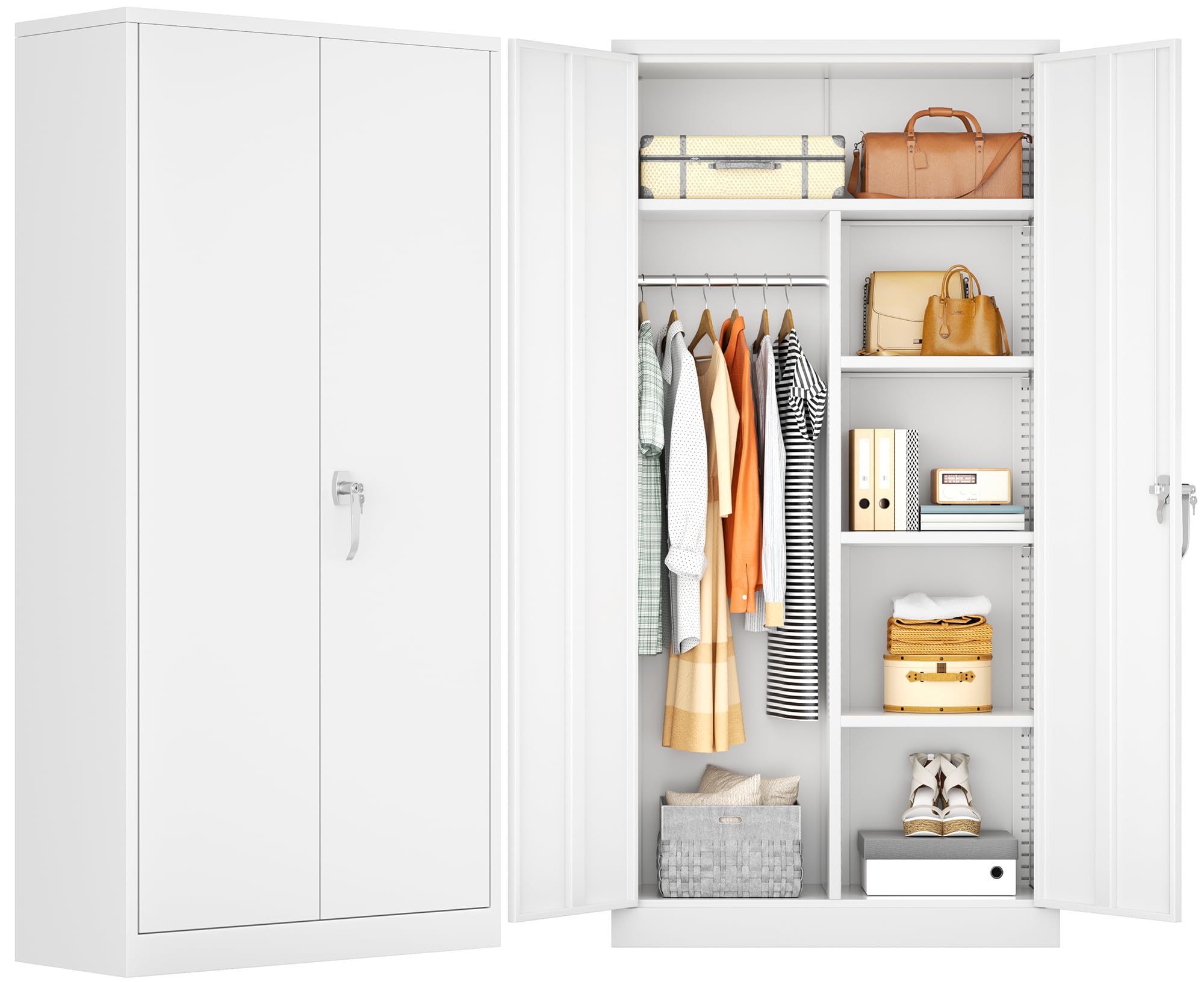 Amazon.com: INTERGREAT 72”Tall Metal Wardrobe Cabinets with Lock