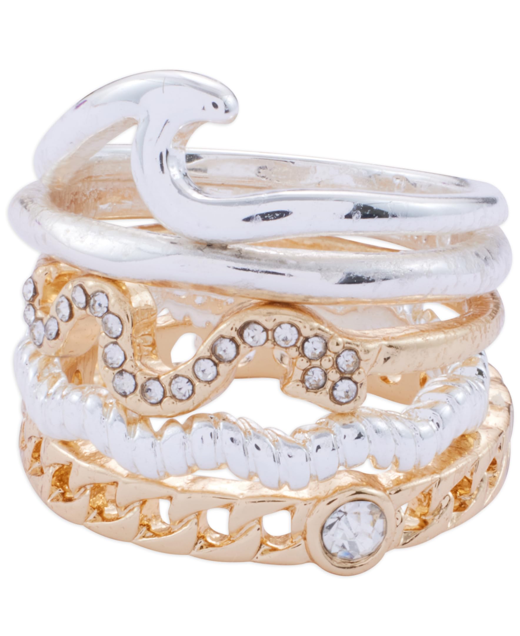 Bague empilable bicolore Lucky Brand anneau deux tons ajustable chic - 7