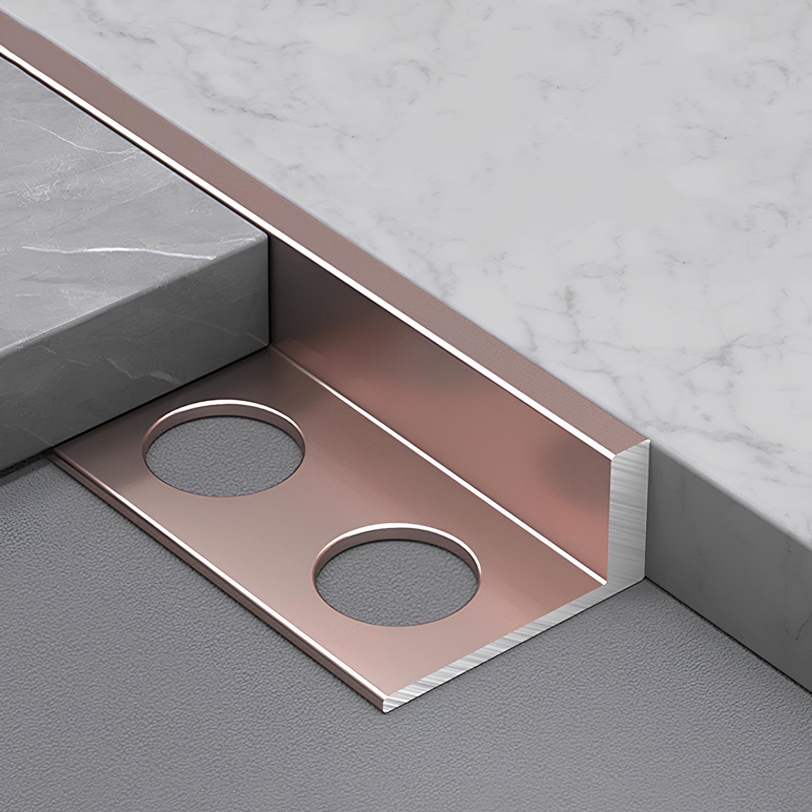Profilo Angolare Per Piastrelle, 80-150cm Profilo Terminale In Alluminio | 80-150cm Profilo L Striscia Di Transizione Del Bordo Del Pavimento(Rose gold,10mmx135cm)