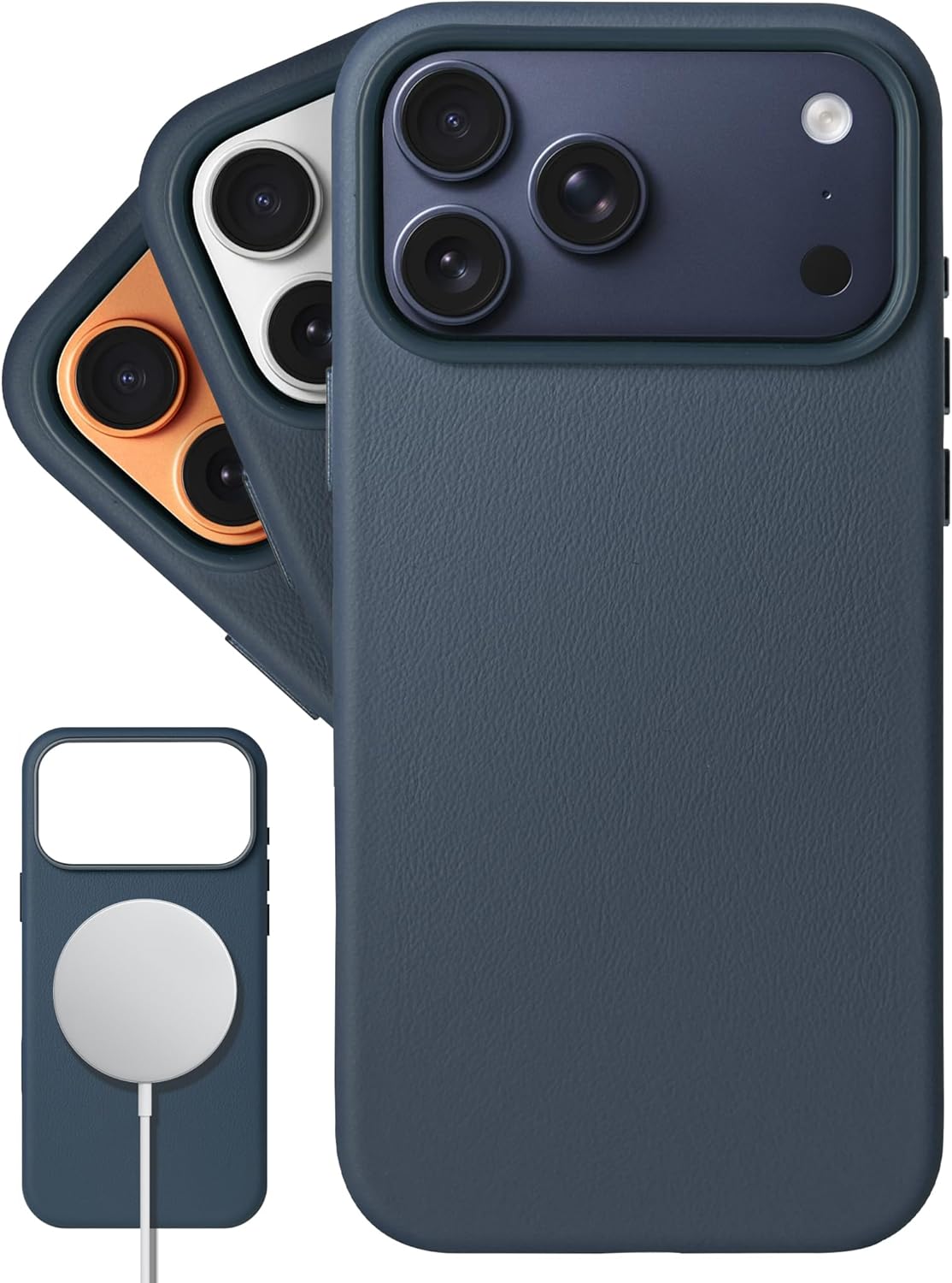 LONLI Classic 2.0 | Gold-Rated European Vele Leather Magnetic Case for iPhone 17 Pro – Upgraded Camera Control & AI Button – MagSafe Compatible – Classic Minimal Luxury – Azzurro Blue